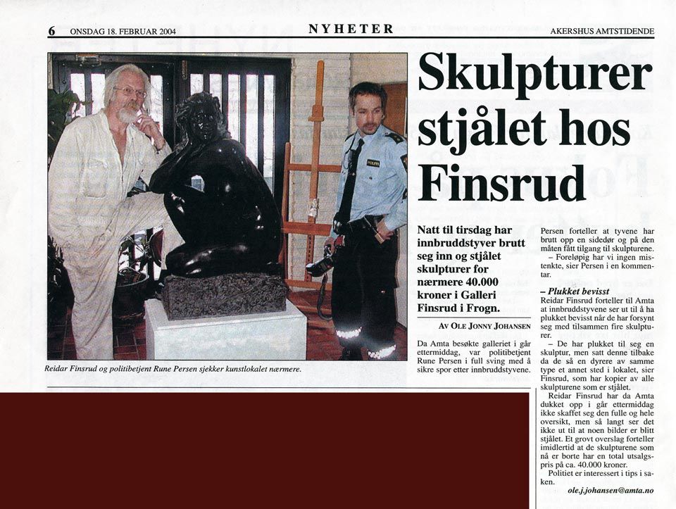 Skulpturer stjålet hos Finsrud